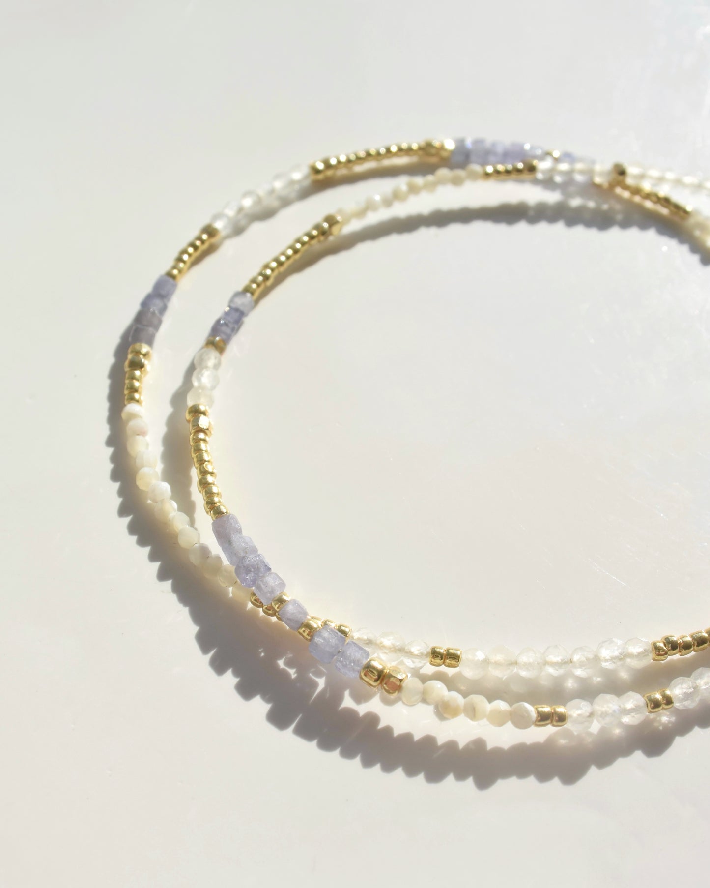 14KGF〈Earthing beads necklace〉Tanzanite×MOP