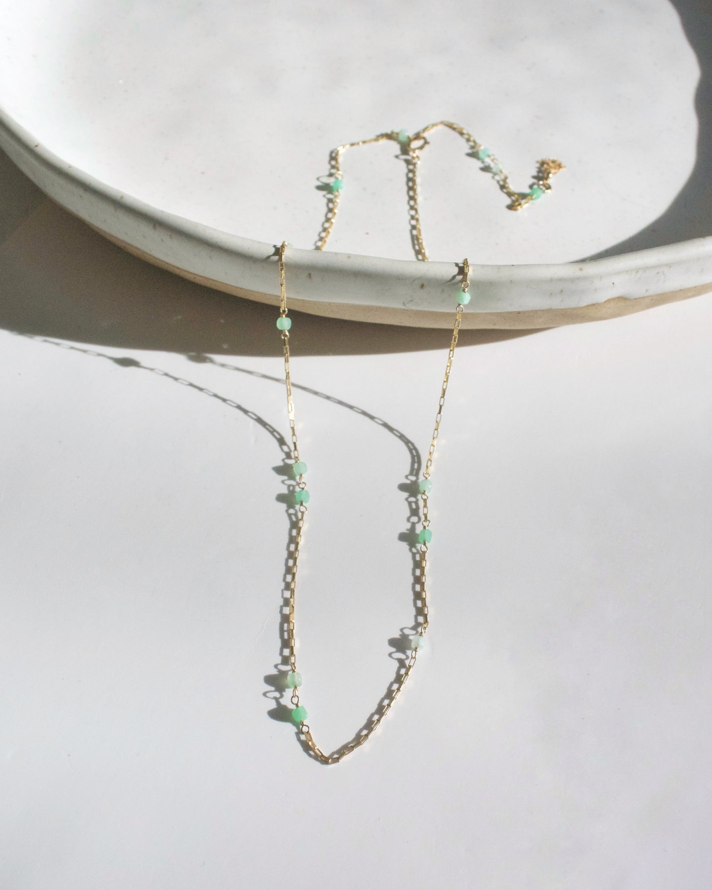 14KGF〈Station necklace〉Chrysoprase