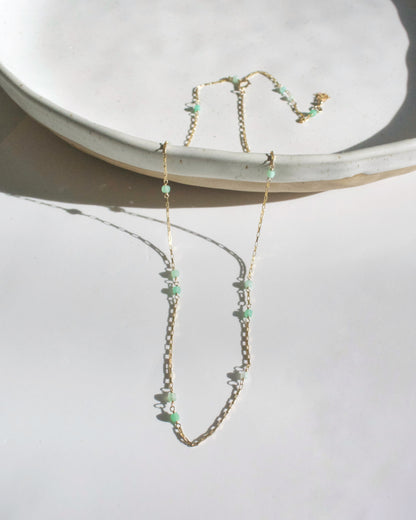 14KGF〈Station necklace〉Chrysoprase