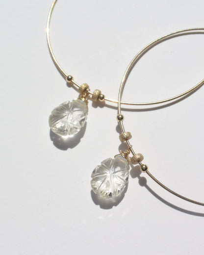 14KGF〈Crystal quartz〉Hoop earrings