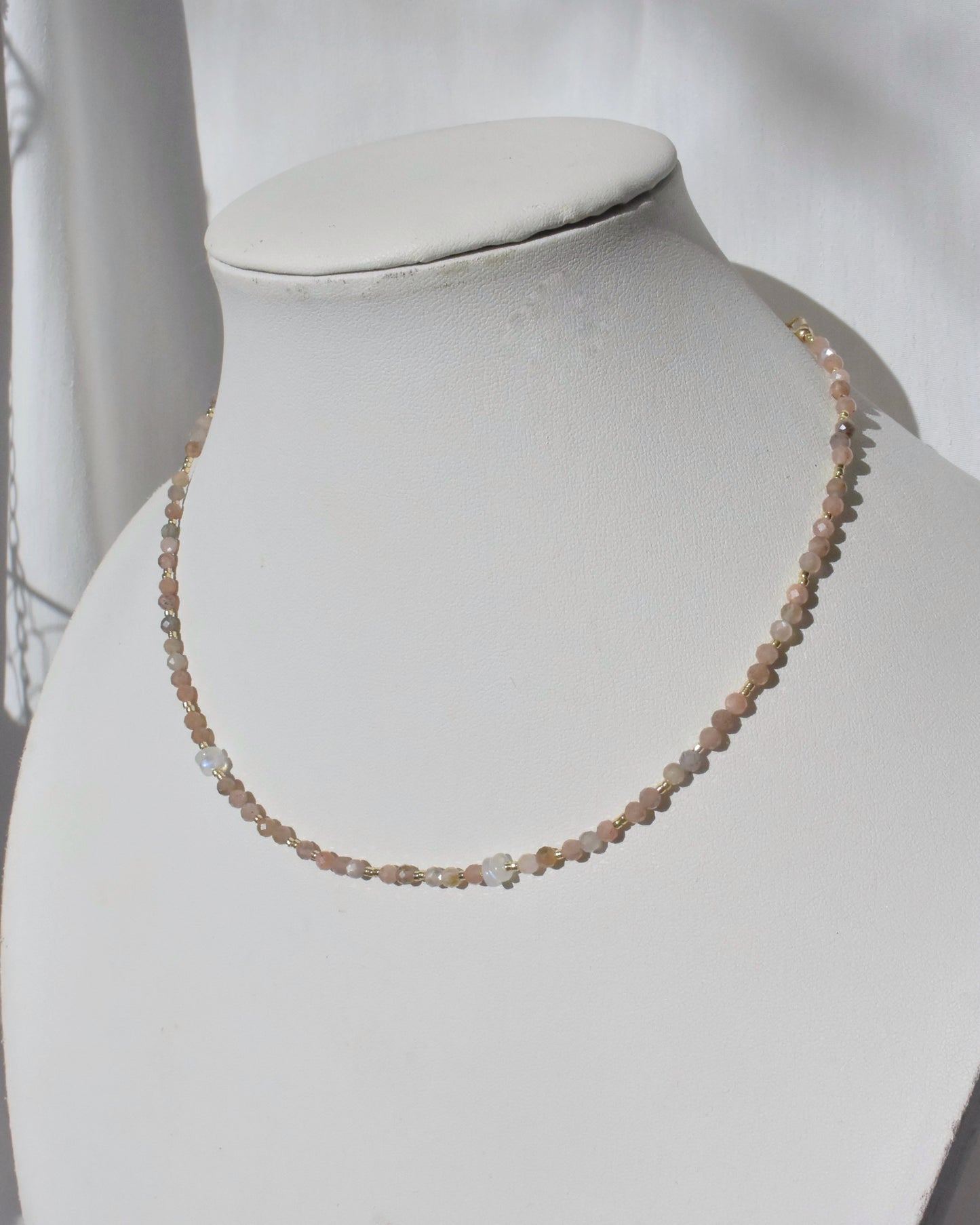 14KGF〈Earthing beads Necklace〉Orange moonstone