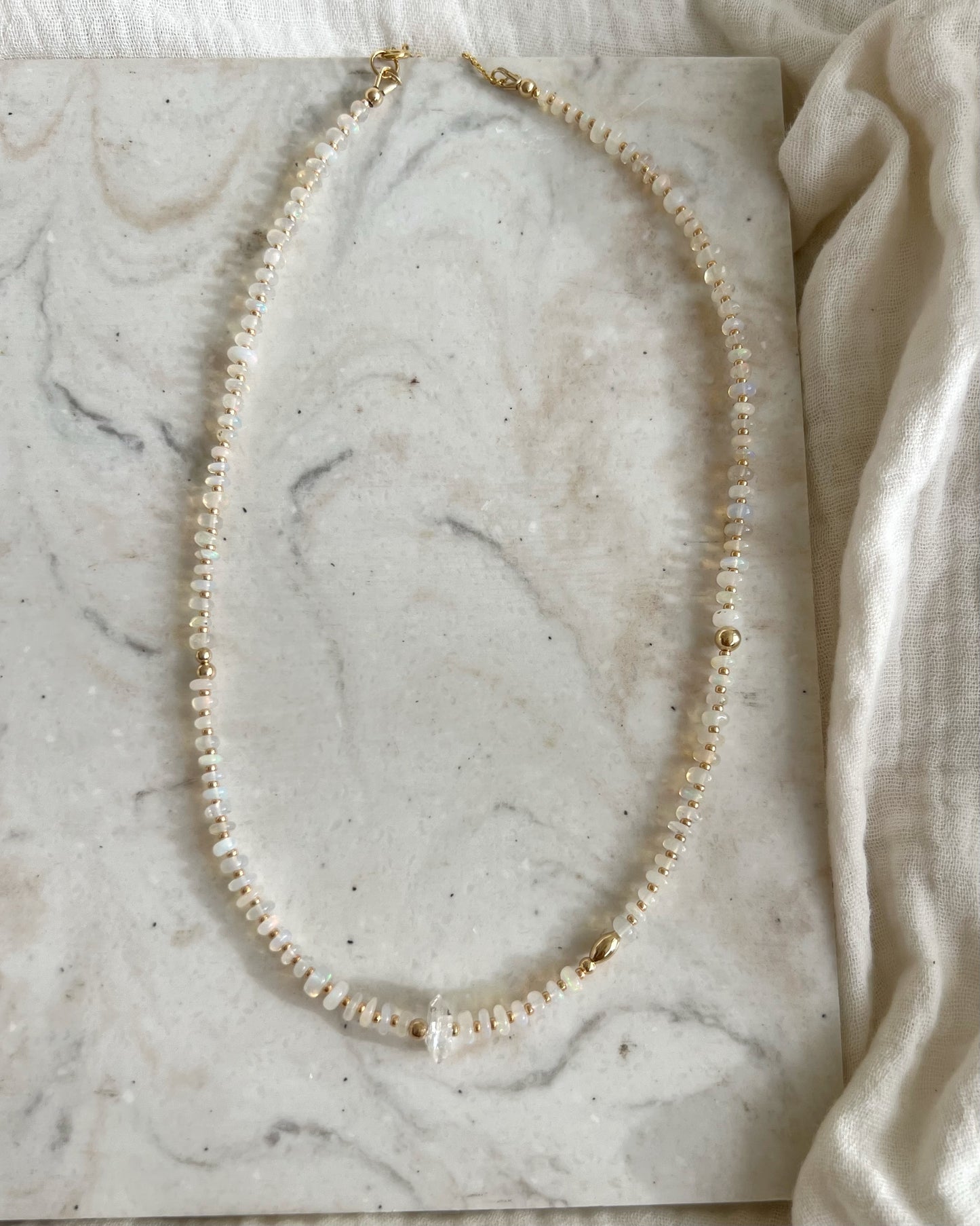 ［先行販売プライス］14KGF〈Earthing beads necklace〉Opal