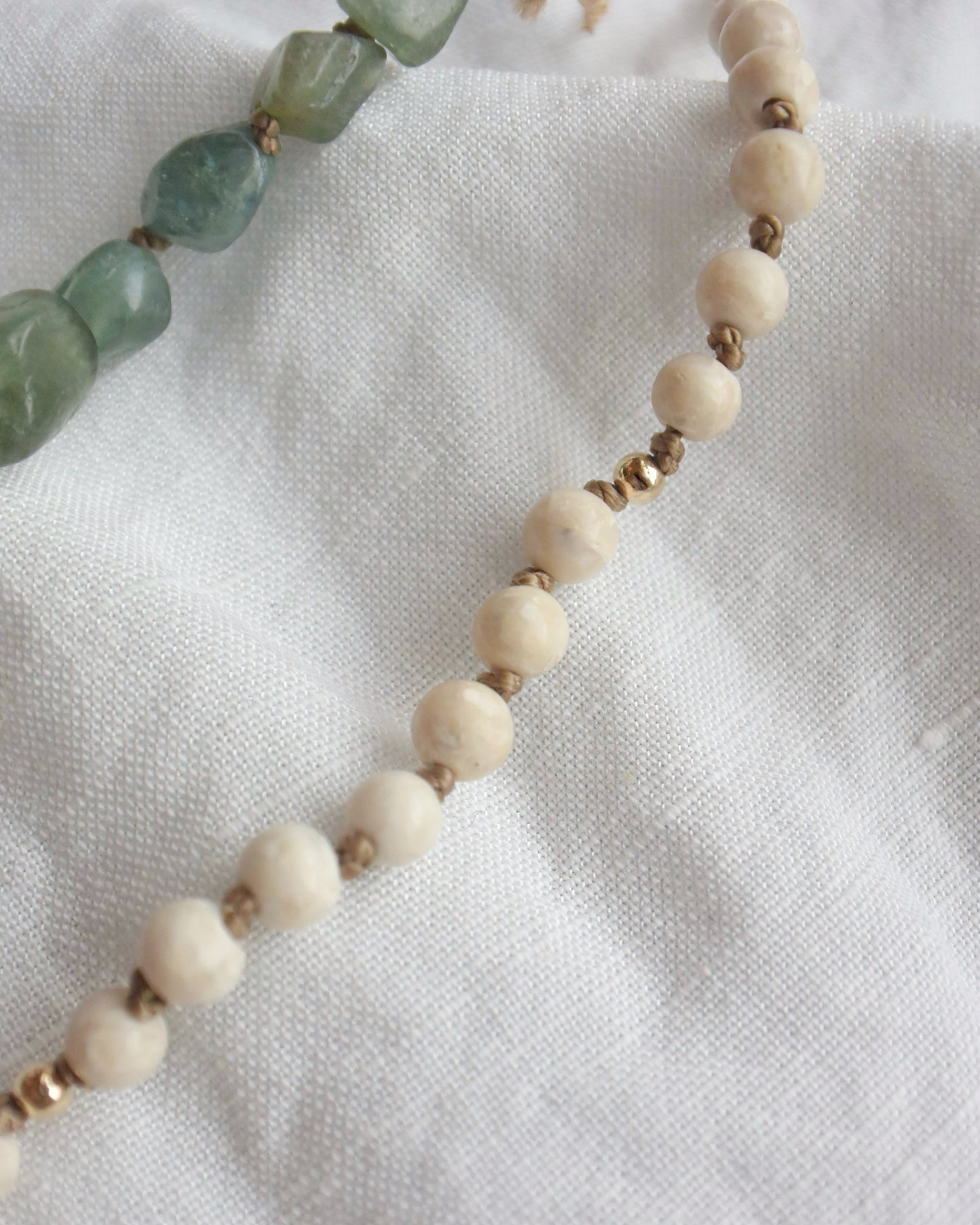 14KGF〈Silk cord necklace〉Green apatite