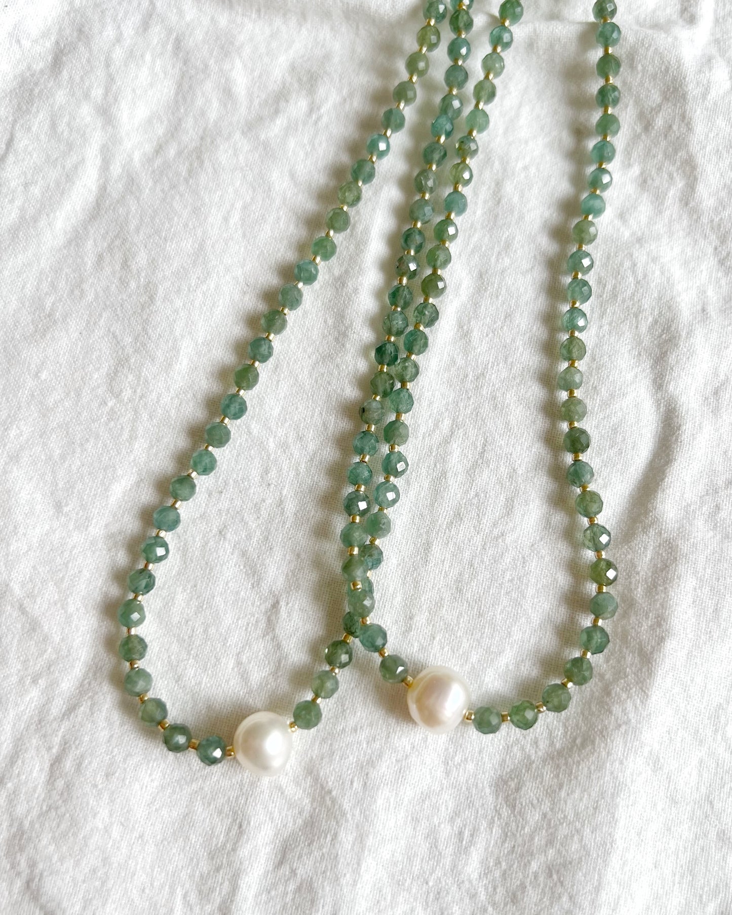 14KGF〈Earthing beads Necklace〉Green apatite