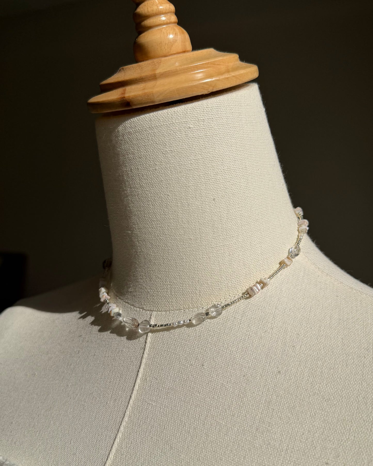 Silver〈Earthing beads necklace〉Rutile quartz&Opal