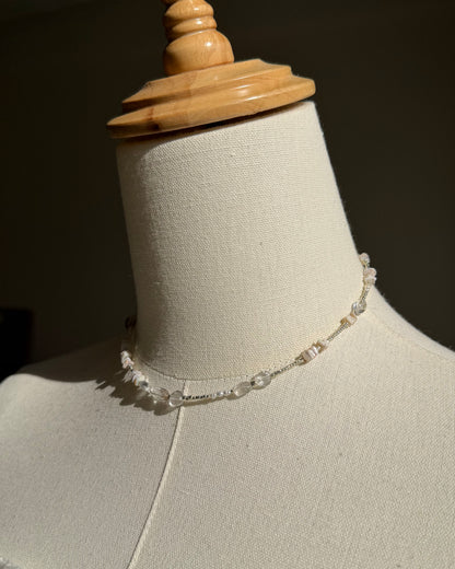 Silver〈Earthing beads necklace〉Rutile quartz&Opal