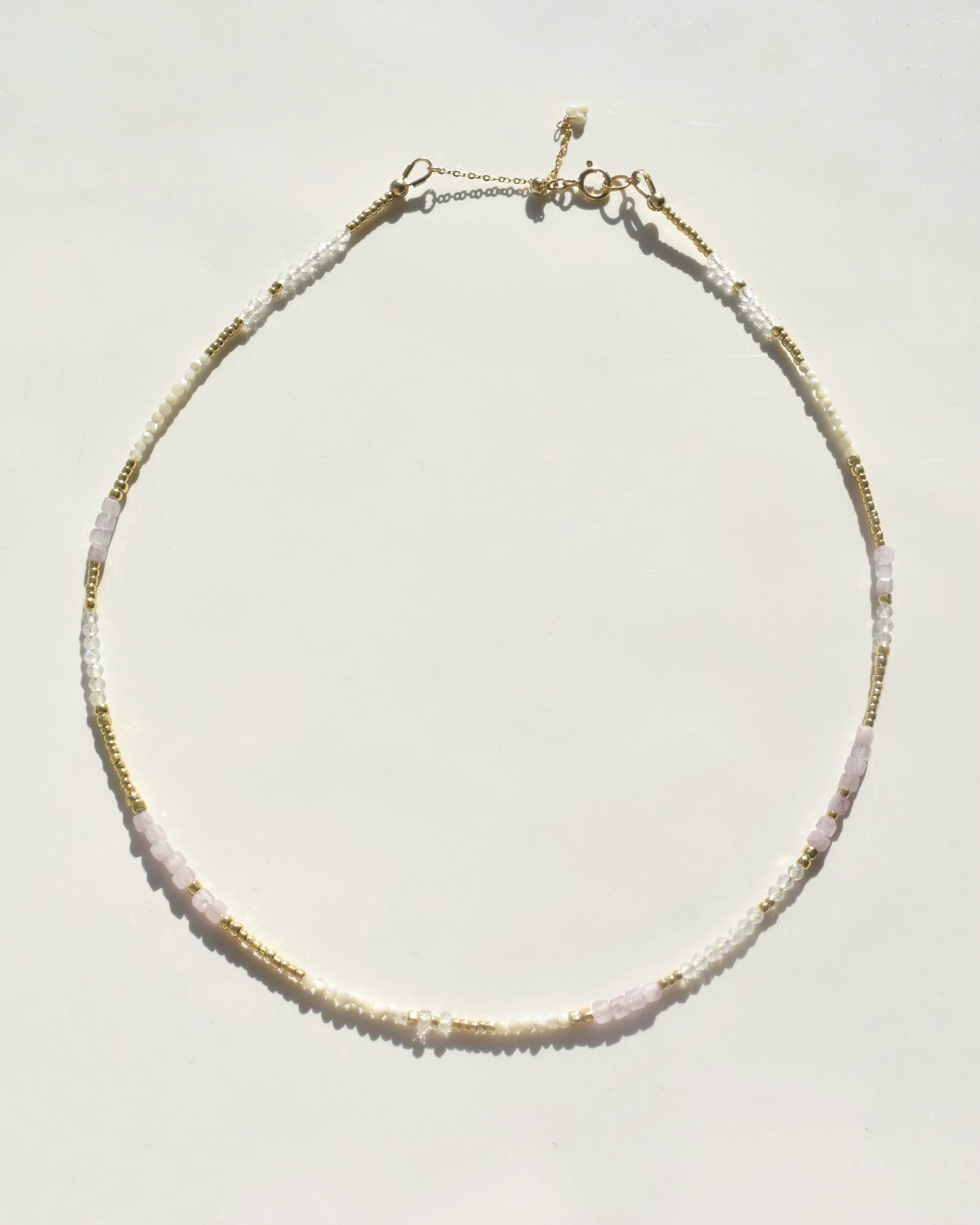 14KGF〈Earthing beads necklace〉Kunzite×MOP