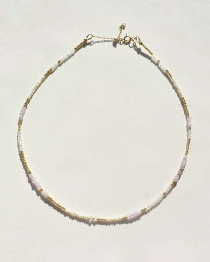 14KGF〈Earthing beads necklace〉Kunzite×MOP