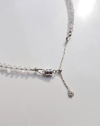 Silver〈Earthing beads necklace〉Crystal quartz