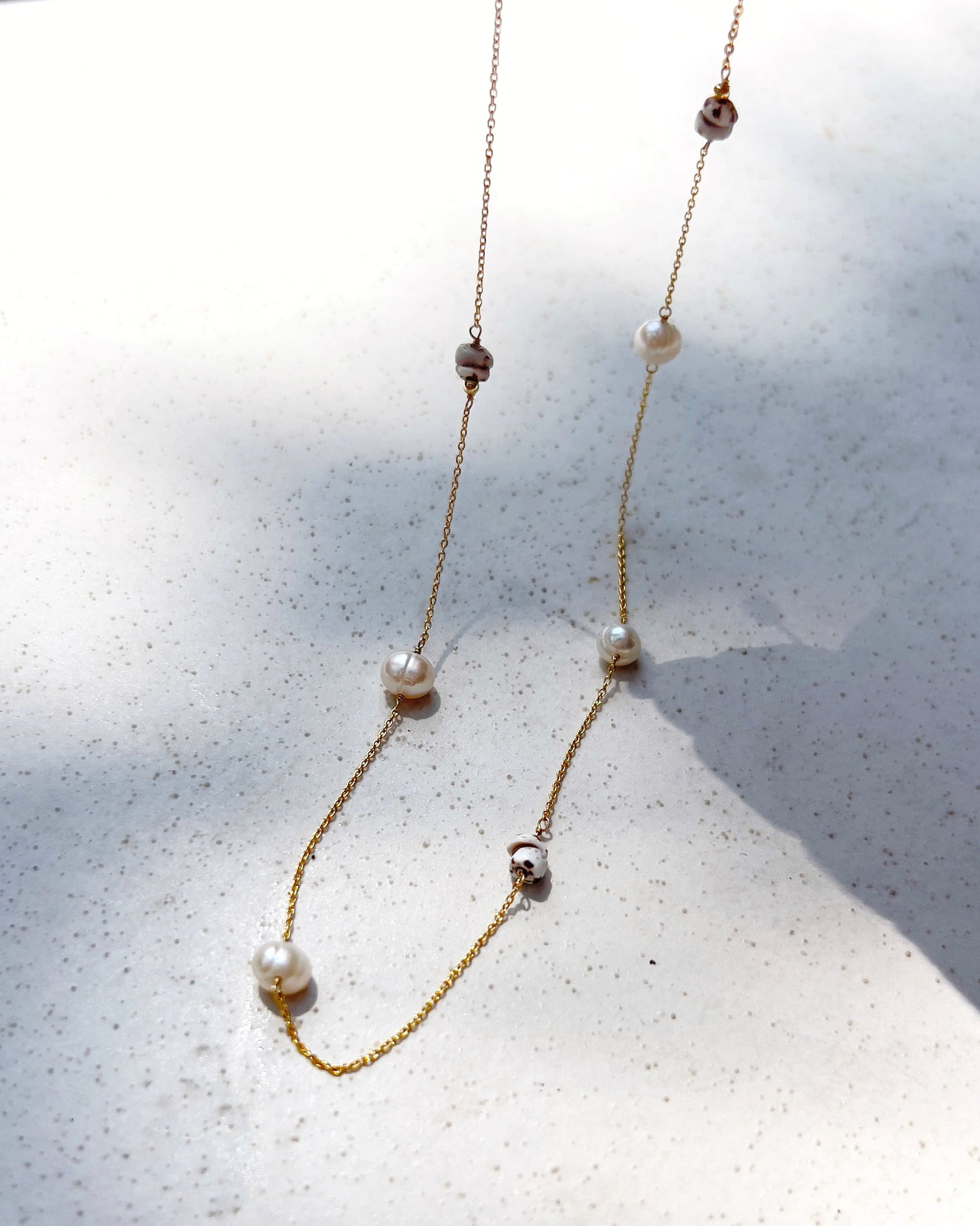 14KGF〈Station necklace〉Fresh water pearl