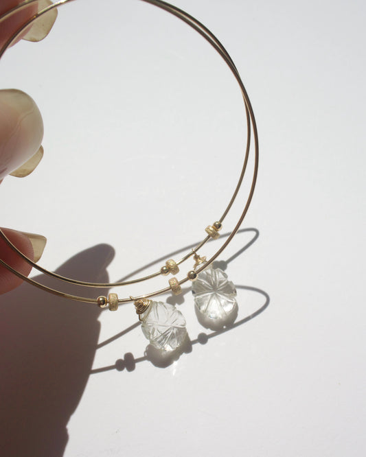 14KGF〈Crystal quartz〉Hoop earrings