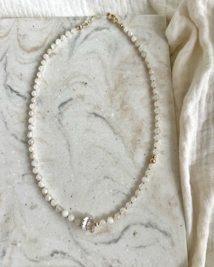 ［先行販売プライス］14KGF〈Earthing beads necklace〉White moonstone