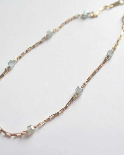 14KGF〈Station necklace〉Blue zircon