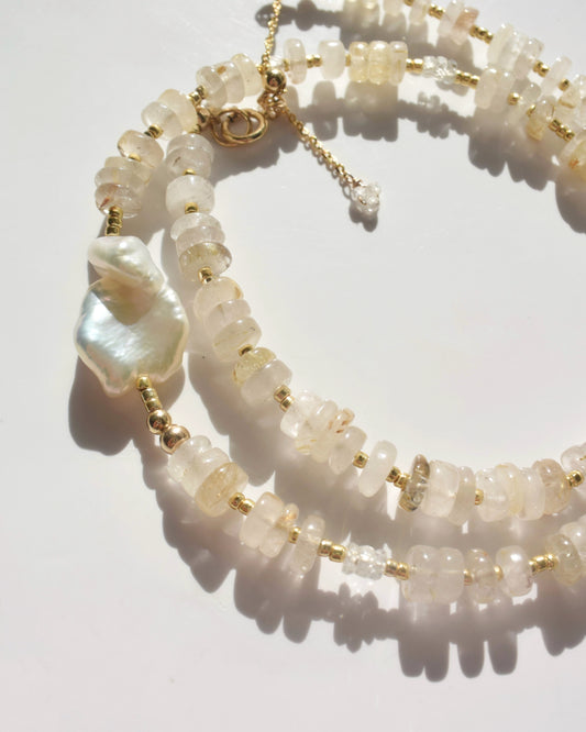 14KGF〈Earthing beads necklace〉Rutile quartz