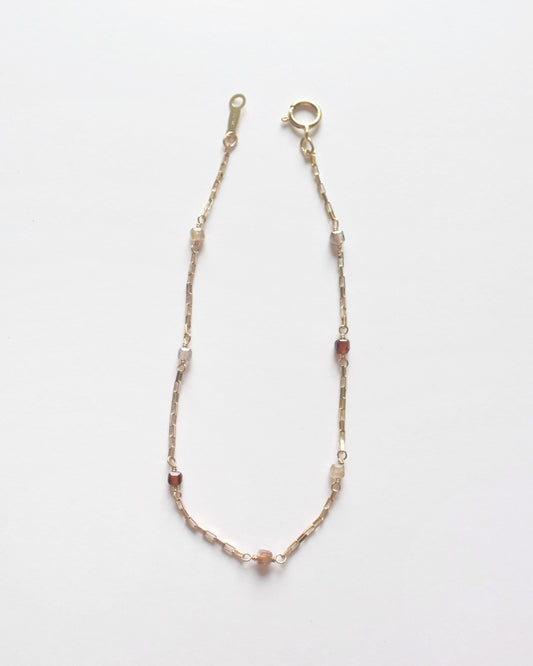 14KGF〈Station bracelet〉Brown zircon