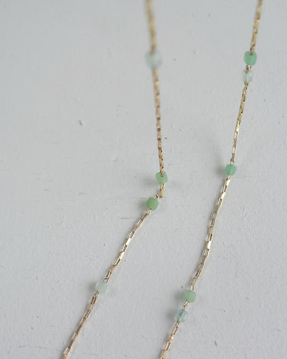 ［受注生産］ 14KGF〈Station necklace〉Chrysoprase
