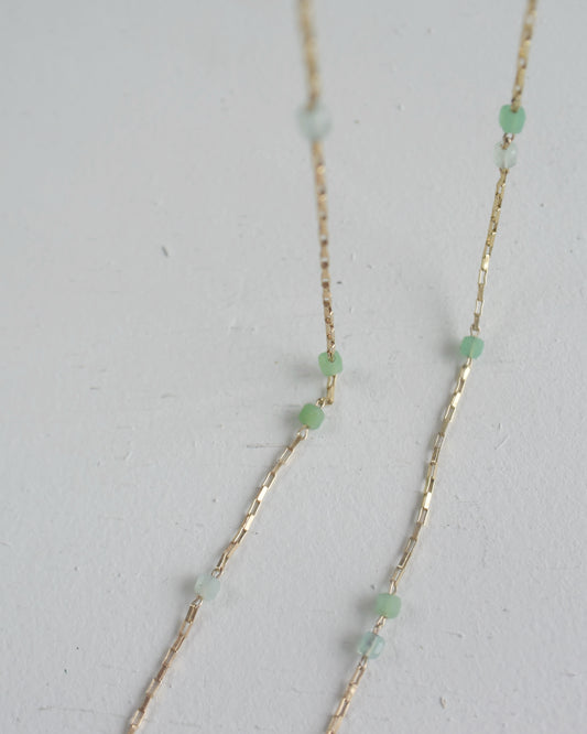 14KGF〈Station necklace〉Chrysoprase