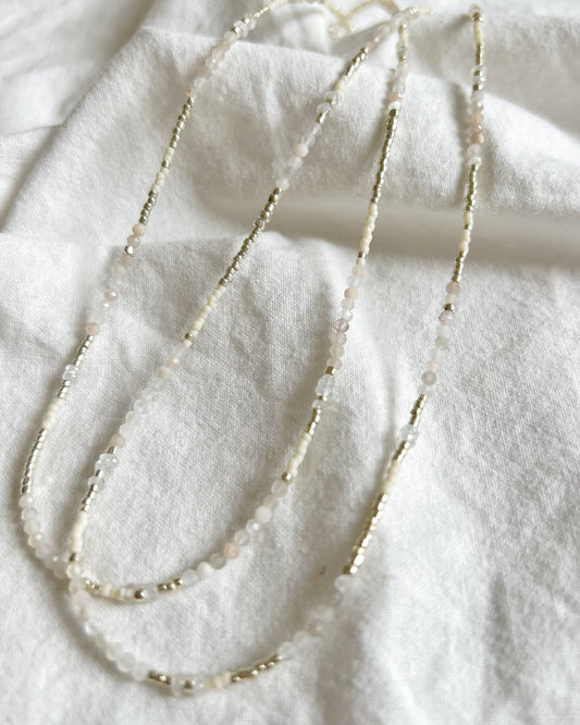 Silver〈Earthing beads necklace〉Multi moonstone