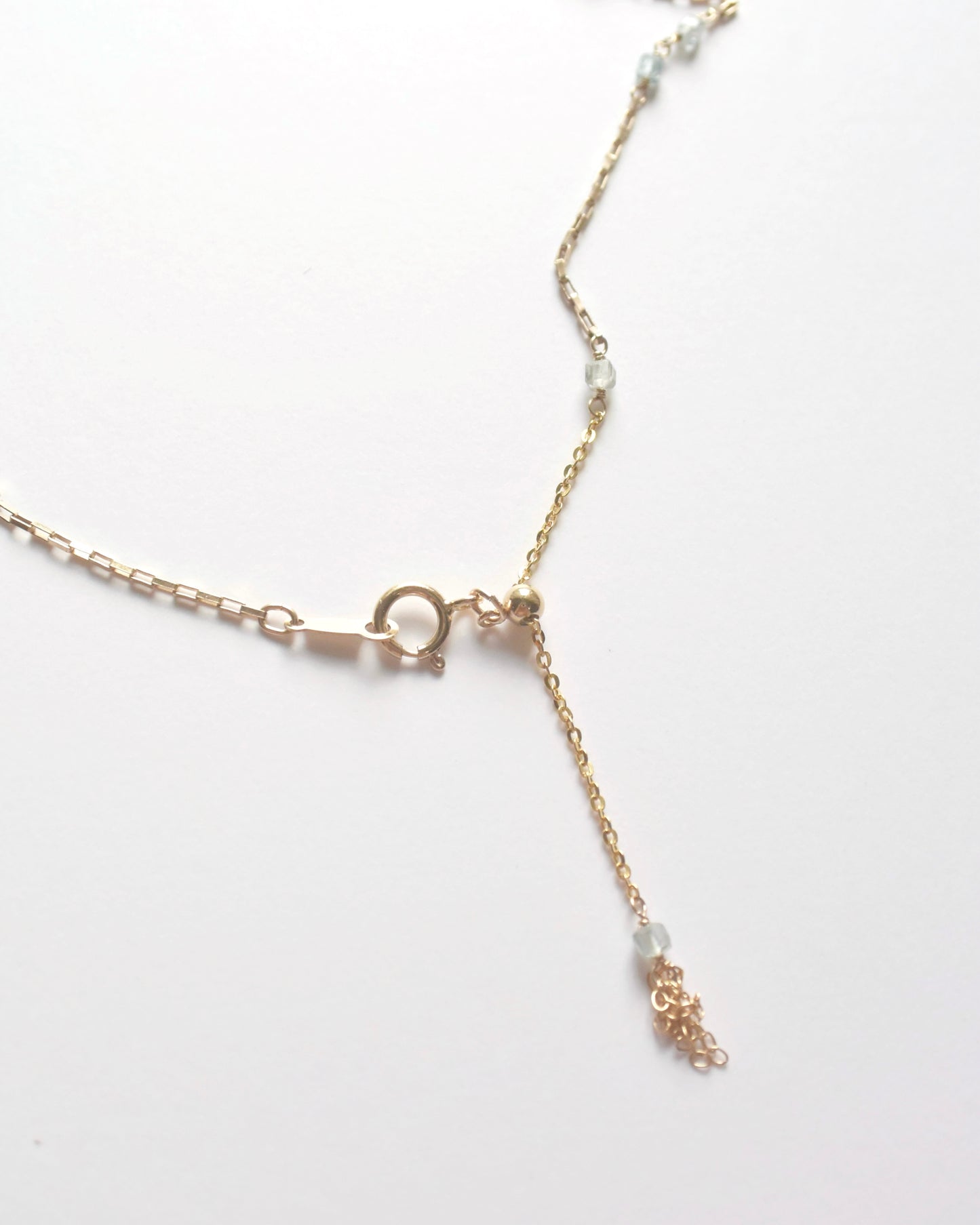 14KGF〈Station necklace〉Blue zircon