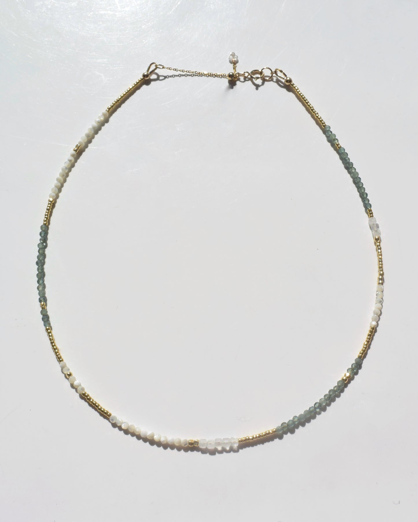 14KGF〈Earthing beads necklace〉Green apatite-B-