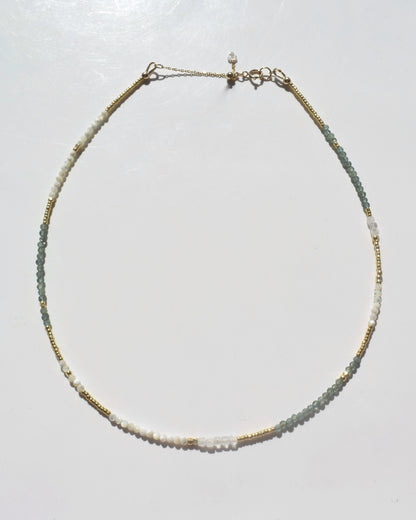 14KGF〈Earthing beads necklace〉Green apatite-B-