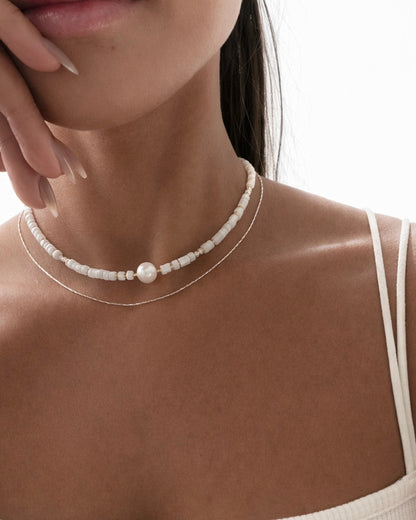 14KGF〈Earthing beads necklace〉MOP×Fresh water pearl