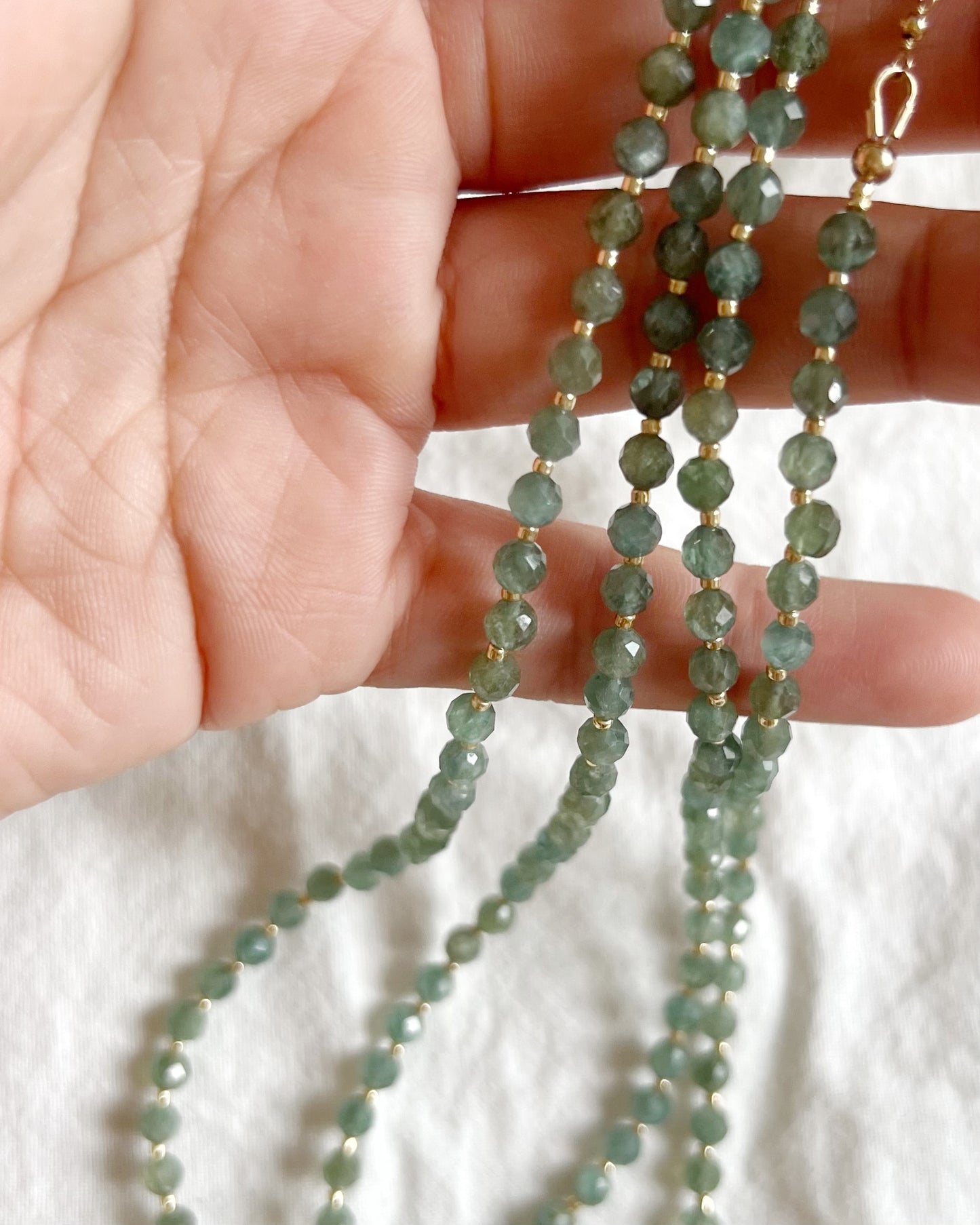 14KGF〈Earthing beads Necklace〉Green apatite