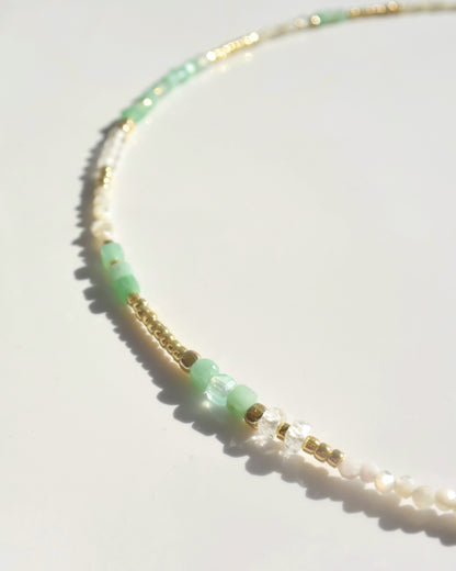 14KGF〈Earthing beads necklace〉Emerald×MOP
