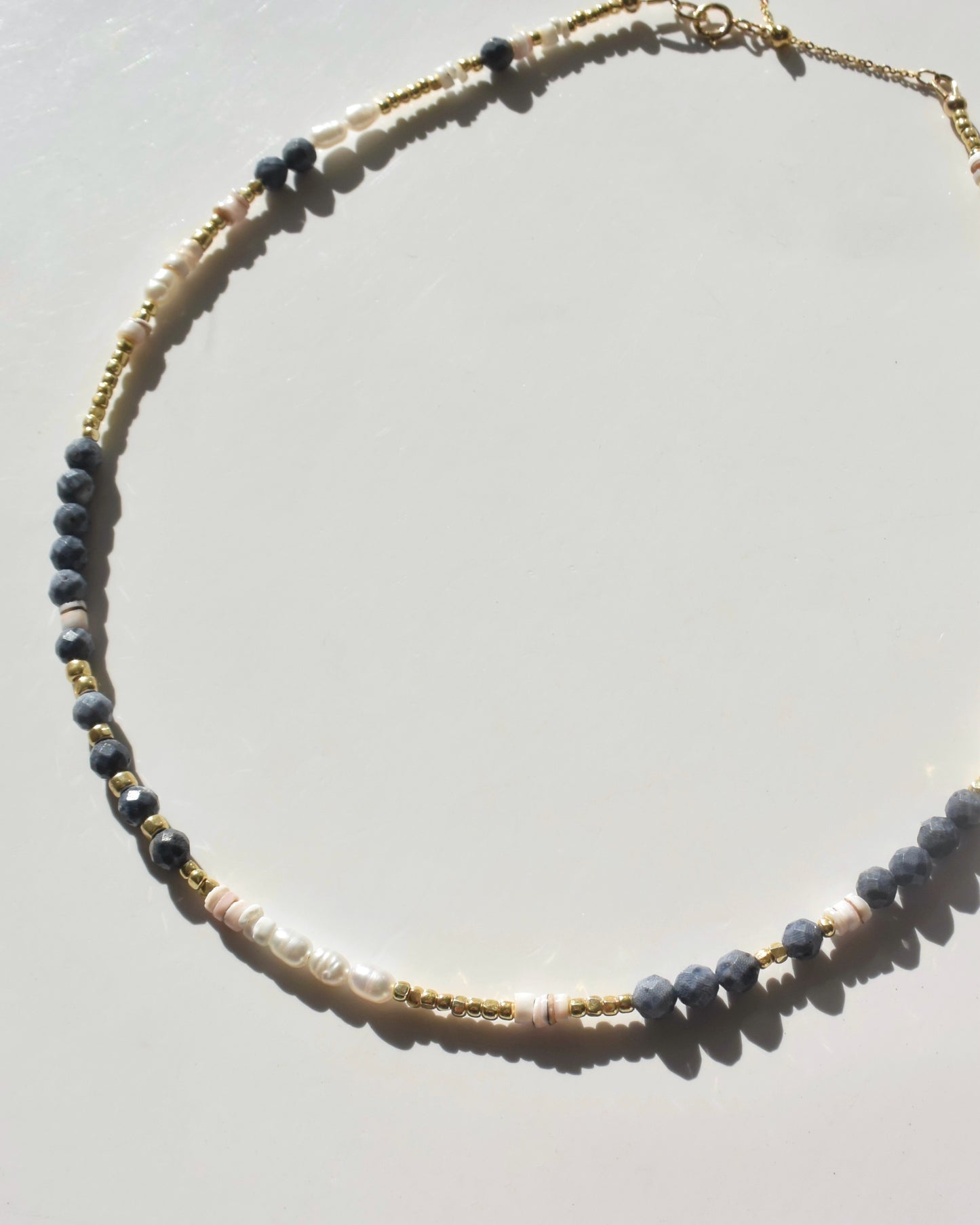 14KGF〈Earthing beads Necklace〉 Coral×White moonstone