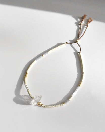 14KGF〈Silk cord bracelet〉Herkimer diamond