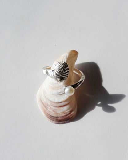 Silver〈Cast of real ocean〉Ring -Pearl-