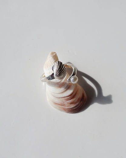 Silver〈Cast of real ocean〉Ring -Pearl-
