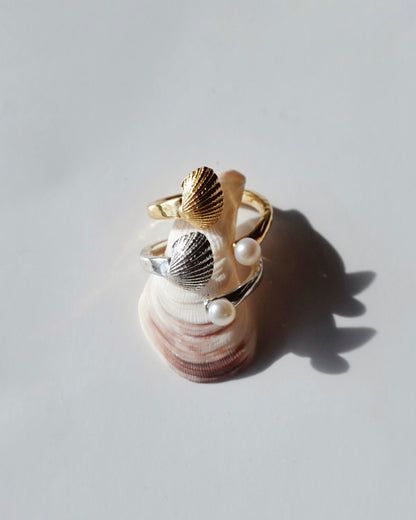 Silver〈Cast of real ocean〉Ring -Pearl-
