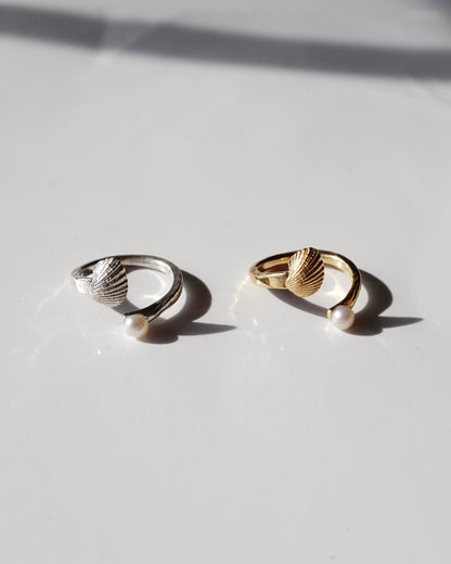 Silver〈Cast of real ocean〉Ring -Pearl-