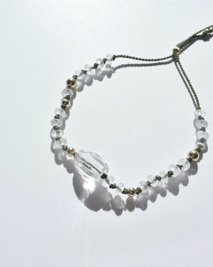 14KGF〈Silk cord bracelet〉Crystal quartz/Moss