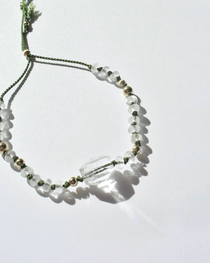 14KGF〈Silk cord bracelet〉Crystal quartz/Moss