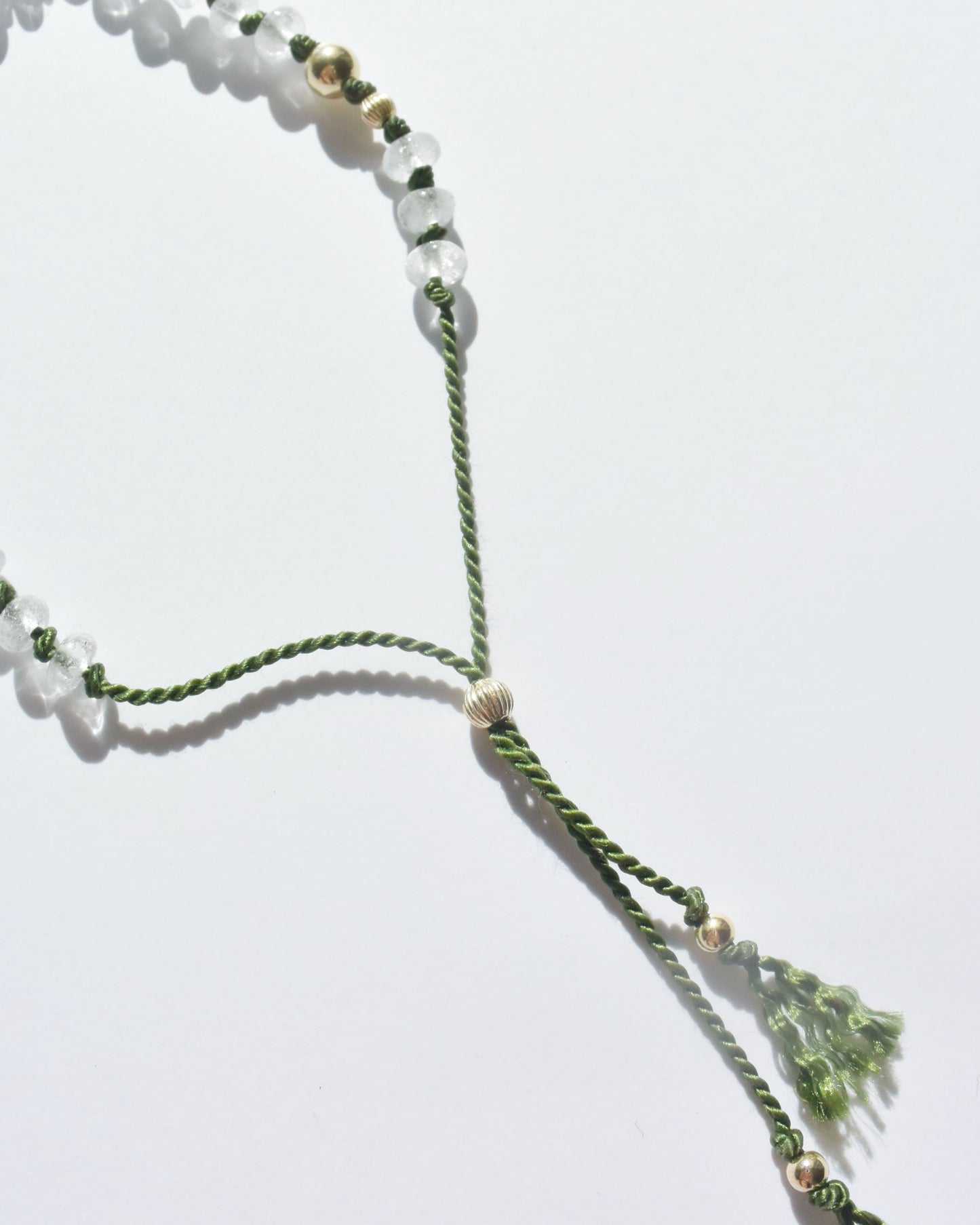 14KGF〈Silk cord bracelet〉Crystal quartz/Moss