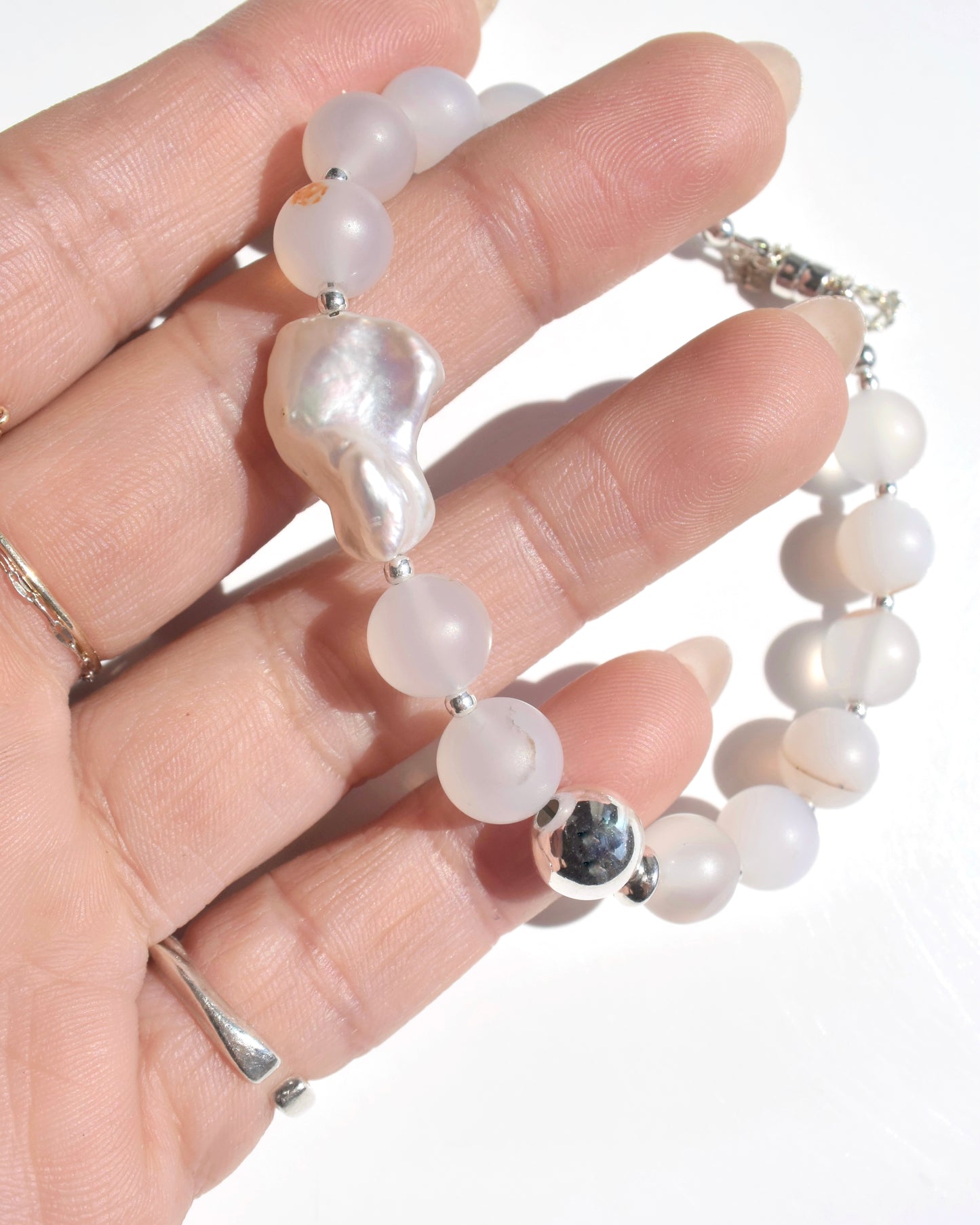 Silver〈Rounda-Bracelet-〉Agate
