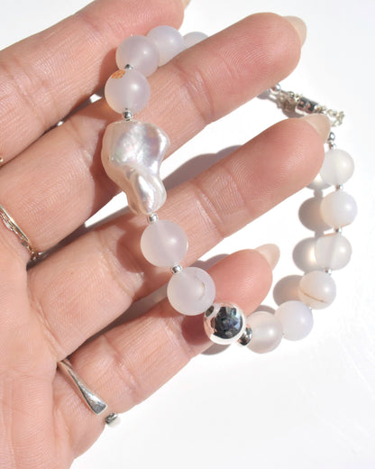 Silver〈Rounda-Bracelet-〉Agate