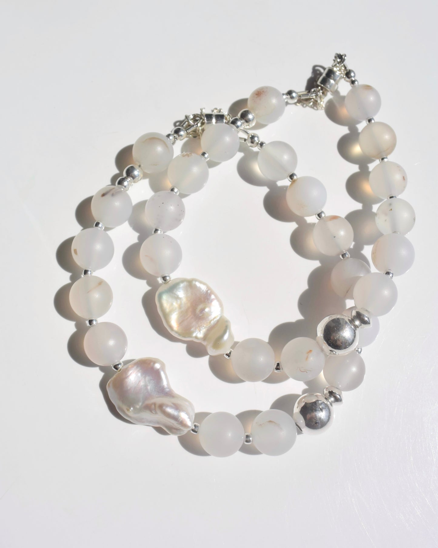 Silver〈Rounda-Bracelet-〉Agate