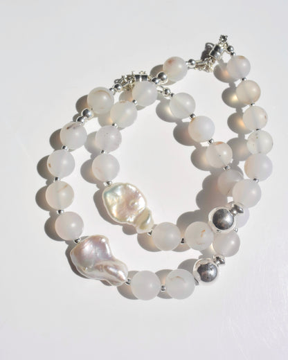 Silver〈Rounda-Bracelet-〉Agate