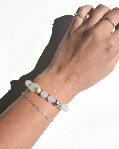 Silver〈Rounda-Bracelet-〉Agate