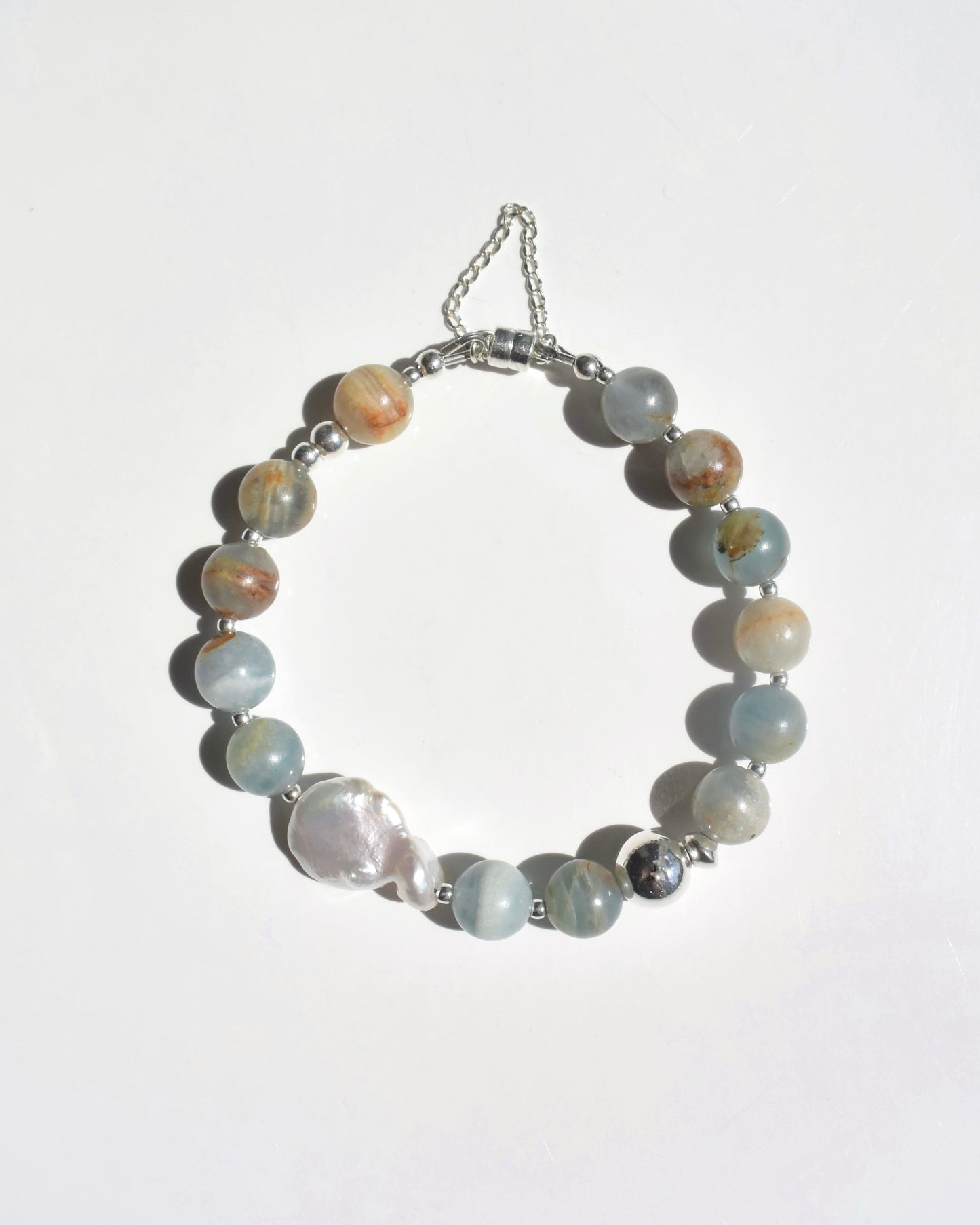 Silver〈Rounda-Bracelet-〉Blue Calcite