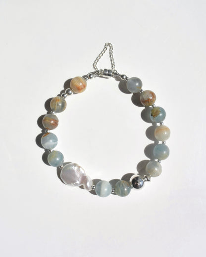 Silver〈Rounda-Bracelet-〉Blue Calcite