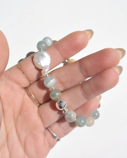 Silver〈Rounda-Bracelet-〉Blue Calcite