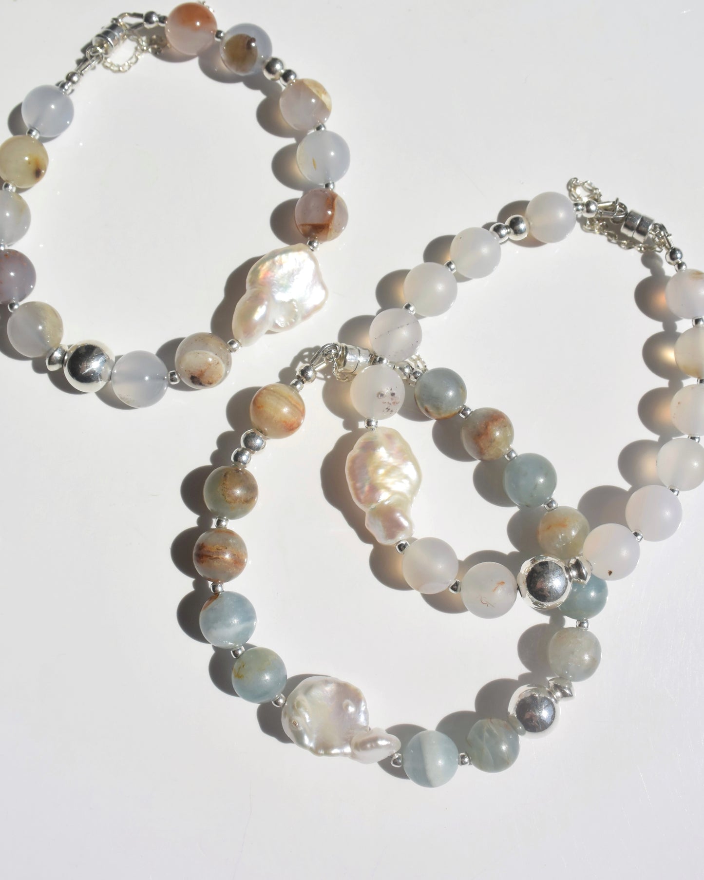 Silver〈Rounda-Bracelet-〉Blue Calcite