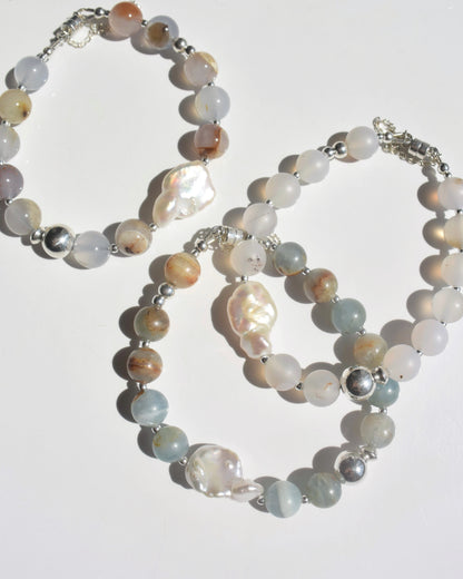 Silver〈Rounda-Bracelet-〉Blue Calcite