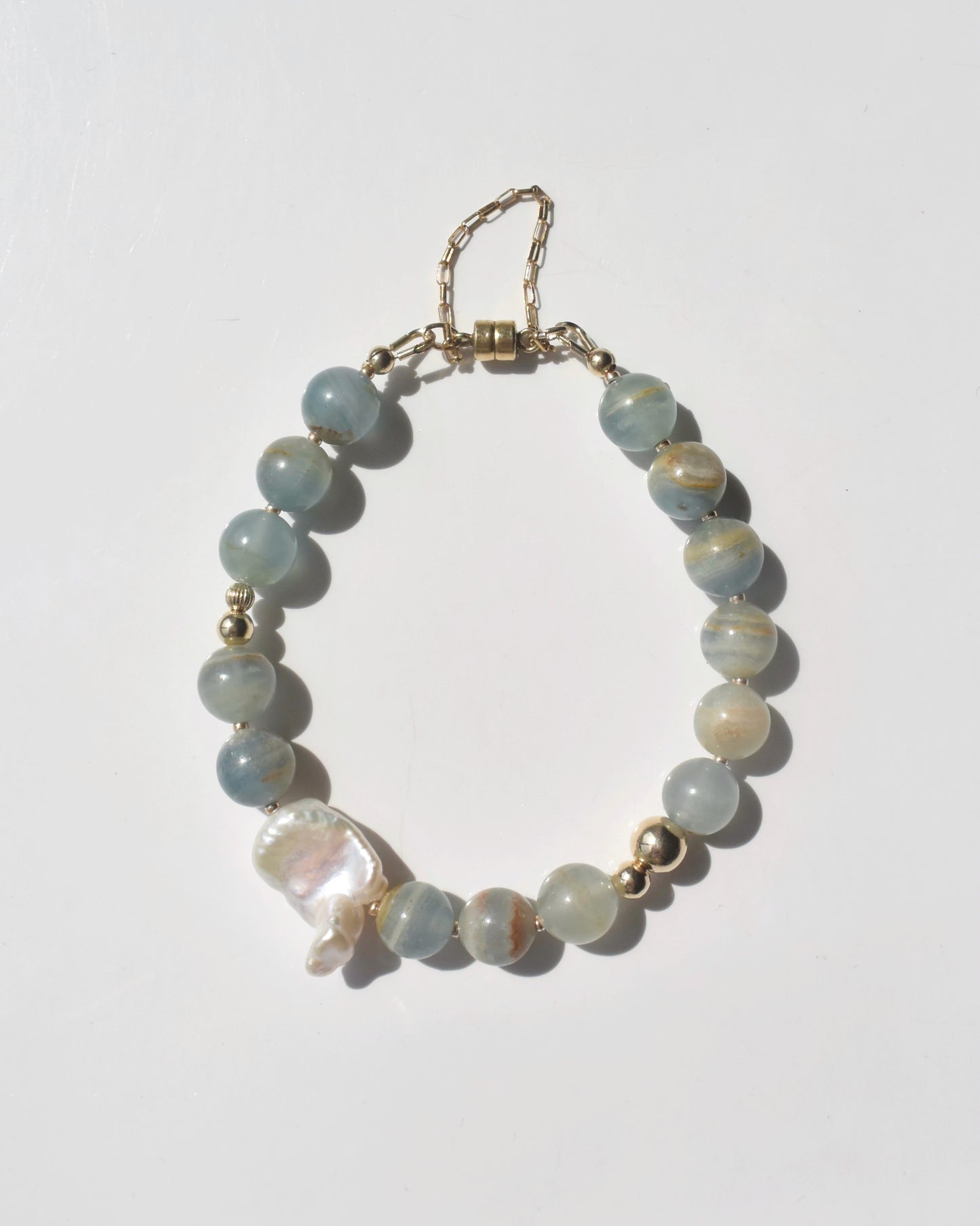 14KGF〈Rounda-Bracelet-〉Blue Calcite