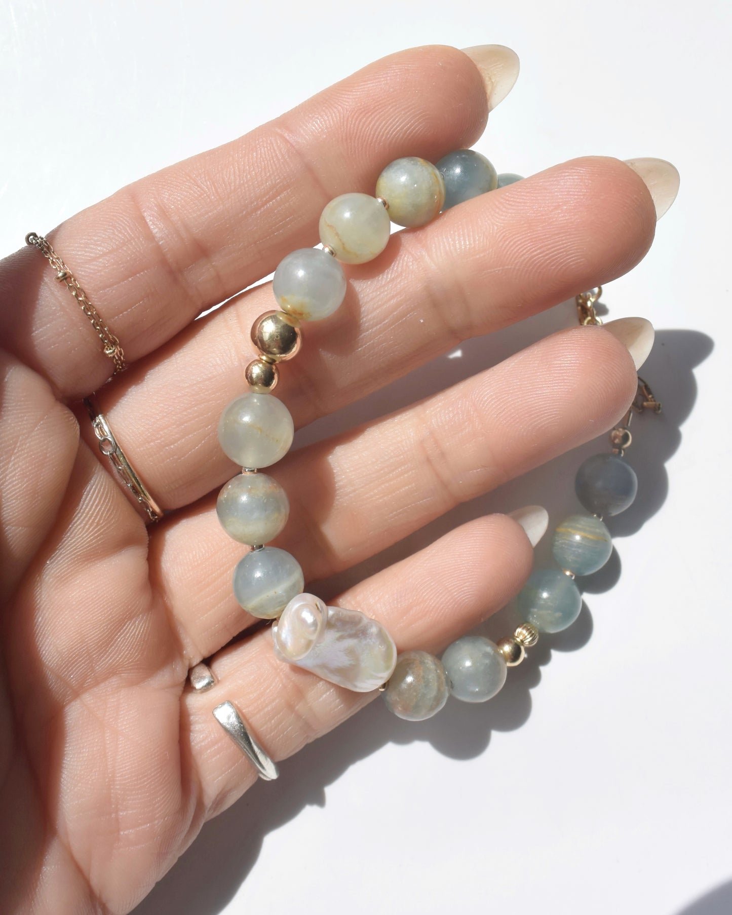 14KGF〈Rounda-Bracelet-〉Blue Calcite