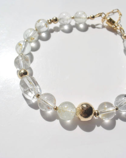 14KGF〈Rounda-Bracelet-〉White topaz